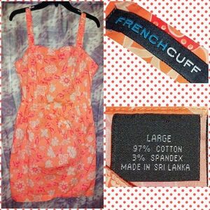 French Cuff brand Melon Orange/Wht/Multiclr Floral Soft Woven Sheath Dress Sz L